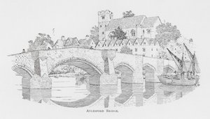 Aylesford Bridge (litografie) od English School