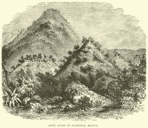 Aztécké ruiny v Palenque, Mexiko od English School