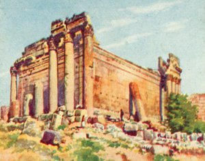 Baalbek, Bakchův chrám (barevná litografie) od English School