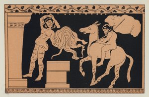 Bakchus a Xanthias (barevná litografie) od English School