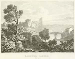 Barnard Castle, Durham (rytina) od English School