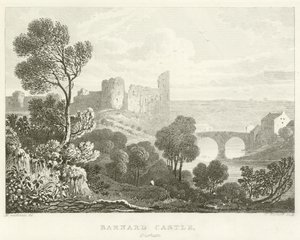 Barnard Castle, Durham (rytina) od English School