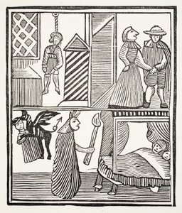 Batemans Tragedy, ilustrace z Chap-books of the Eighteenth Century od Johna Ashtona, pub. 1882 od English School