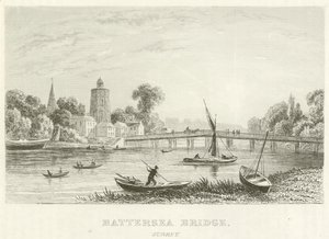 Battersea Bridge, Surrey (rytina) od English School