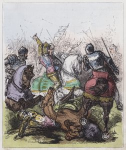 Bitva o Agincourt (barevná rytina) od English School