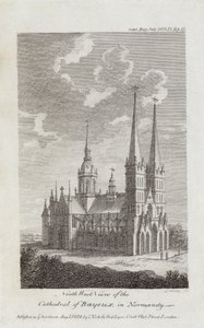 Katedrála v Bayeux, Normandie, 1819 od English School