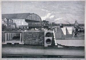Bazalgette, nábřeží Temže, 1867 od English School