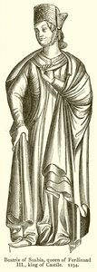 Beatrix Suabská, královna Ferdinanda III., král Kastilie. 1234 od English School