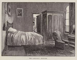 Ložnice Henryho Edwarda Manninga, anglického katolického kardinála a arcibiskupa z Westminsteru (litho) od English School