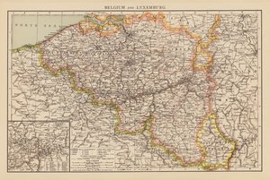 Belgie a Lucembursko (barevná litografie) od English School