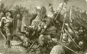 Belisarius vede římskou armádu proti Gótům od English School