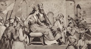 Bertha, manželka Aethelberta, krále Kentu (litho) od English School