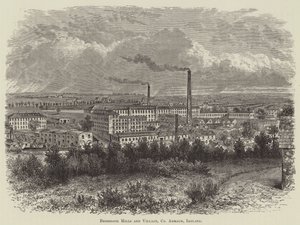 Bessbrook Mills and Village, County Armagh, Irsko (rytina) od English School