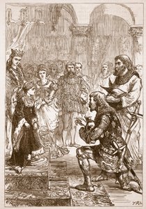 Zasnoubení princezny Isabelly s Richardem, ilustrace z Cassells Illustrated History of England (sépiová fotografie) od English School