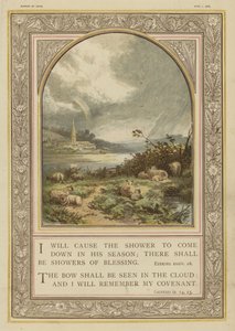 Bible, déšť a duha, Ezechiel, Genesis (chromolitho) od English School