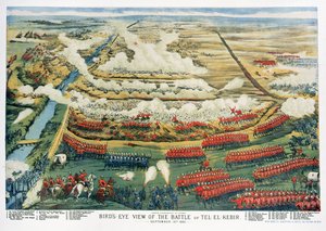 Pohled z ptačí perspektivy na bitvu u Tel el-Kebiru 13. září 1882 od English School