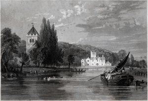 Bisham Abbey. (rytina, cca 1850) od English School