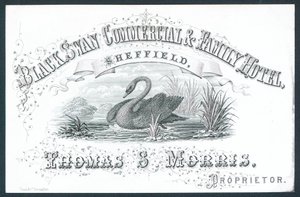 Black Swan Commercial & Family Hotel, Sheffield, obchodní karta od English School