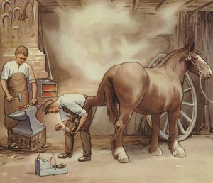 Kovář podkovává koně (barva lito) od English School