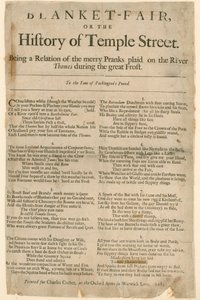 Dekový veletrh. Báseň o Frost Fair z roku 1684 od English School