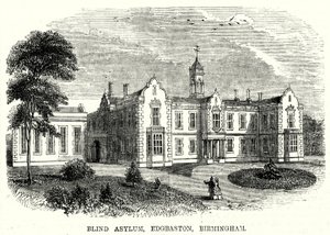 Blind Asylum, Edgbaston, Birmingham (rytina) od English School