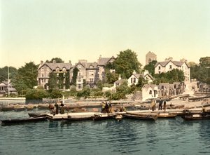 Přistání člunu, Bowness (ručně kolorovaná fotografie) od English School