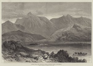 Bodeen Peak a vesnice Madzai, údolí Khoorum, Afghánistán (rytina) od English School