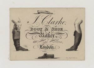 Boot and Shoemaker, J Clarke, vizitka od English School