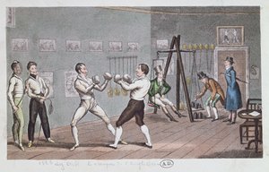 Box v Anglii, 1823 (barevná rytina) od English School