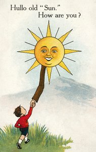 Junge sagt der Sonne hallo von English School