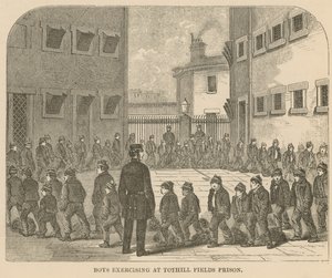 Chlapci cvičící ve věznici Tothill Fields od English School