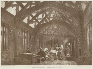 Bramhall Hall, Cheshire, The Dining Hall (litho) od English School