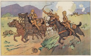 Stateční vojáci zachraňující své zbraně před nepřítelem (barva litho) od English School