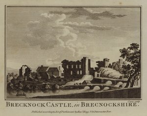 Hrad Brecknock, v Brecknockshire (rytina) od English School