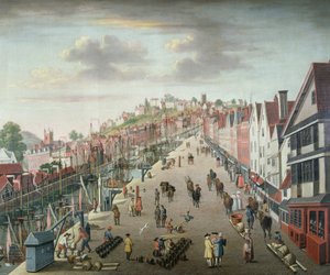Bristol Docks and Quay, cca 1760 (olej na plátně) od English School