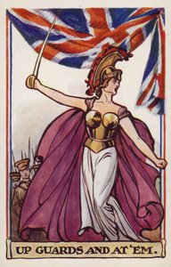 Británie s vojáky a vlajkou Unie (barevná litografie) od English School