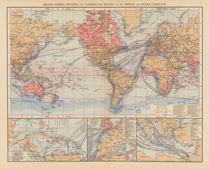 British Empire, Showing the Commercial Routes of the World and Ocean Currents (barevná litografie) od English School