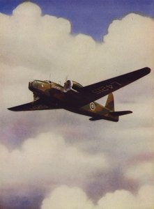 Britský střední bombardér Vickers Wellington za letu (barva lito) od English School