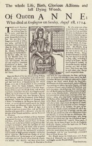 Broadside publikoval o smrti královny Anny od English School