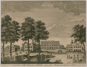 Buckingham House, Pohled na Queens Palace z Mall v St James