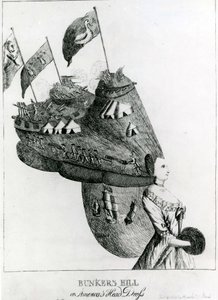 Bunkers Hill, nebo Americas Head Dress, 1776 od English School