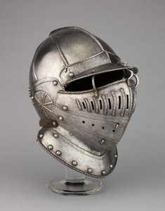 Burgonet s Falling Buffe možná z brnění Williama Herberta, 1. hraběte z Pembroke, kolem roku 1550 od English School
