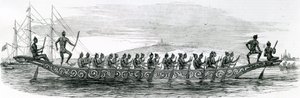 Barmská válečná loď, převzato z The London Illustrated News, 1852 od English School