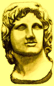 Busta Alexandra Velikého, z Britského muzea, socha ve Vatikánu, ilustrace z Dějin Říma od Victora Duruye, publikováno 1884 (digitálně vylepšený obrázek) od English School