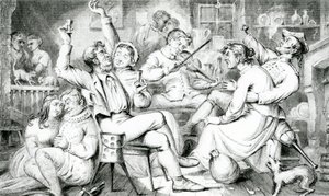 „Ale starý zbožný kaplan ho nechal v Lurch, Meč, který jsem zapomněl kvůli církvi“ (rytina) od English School