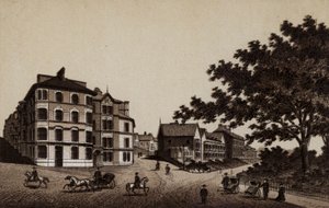 Buxton: Burlington Hotel and Broadwalk (litho) od English School