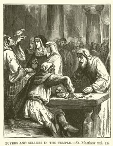 Kupující a prodávající v chrámu, St Matthew, xxi od English School