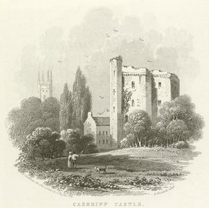 Cardiff Castle (rytina) od English School