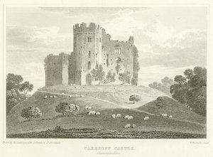 Caerdiff Castle, Glamorganshire (rytina) od English School