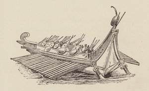 Caesar, Galská válka: Římská válečná loď (litografie) od English School